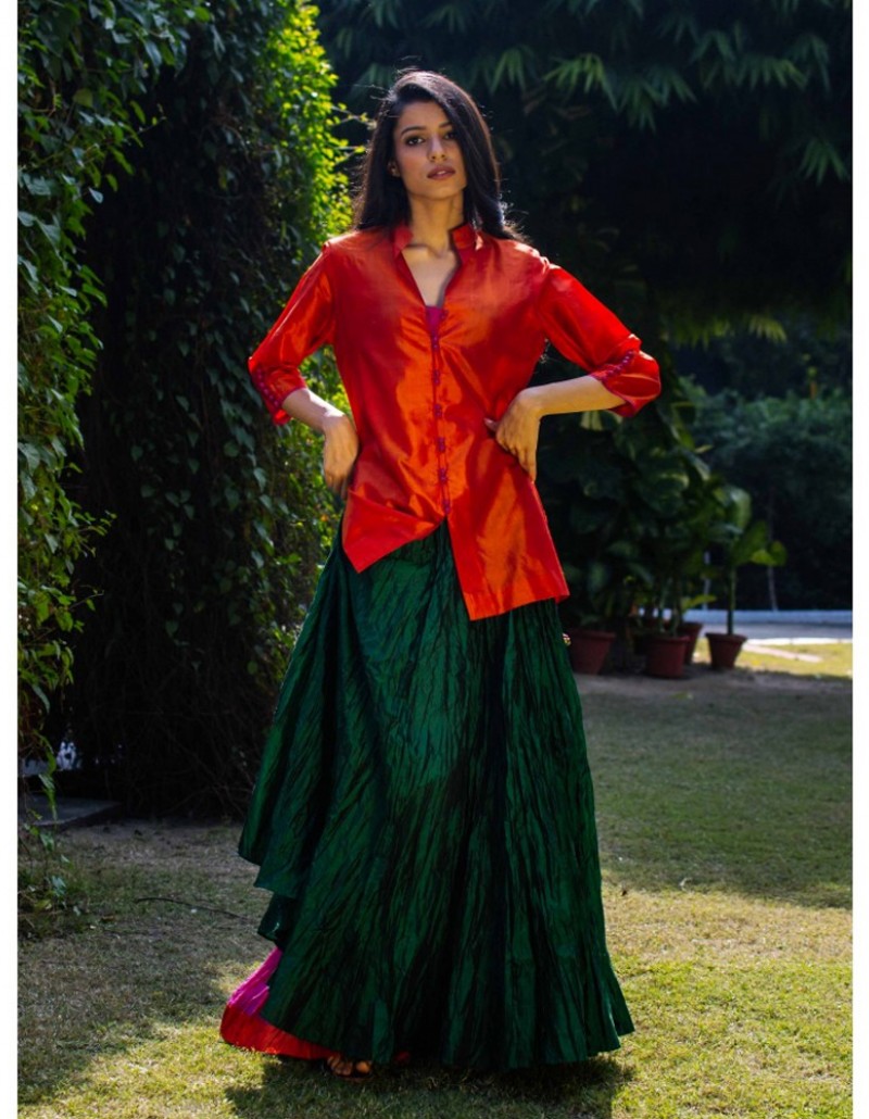 Orange Silk Top/Kurti Orange Silk Top/Kurti