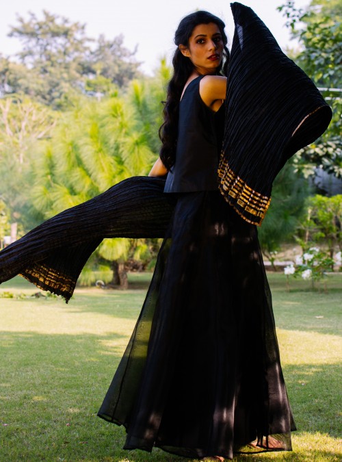 Silk Dupatta/ Scarf (with gold trims on side)