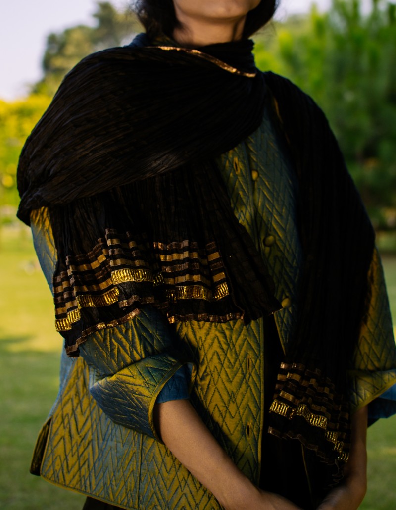 Silk Dupatta/ Scarf (with gold trims on side) Silk Dupatta/ Scarf (with gold trims on side)