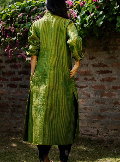 Long Silk Green Jacket
