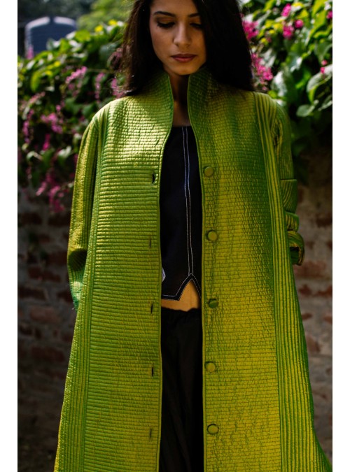 Long Silk Green Jacket
