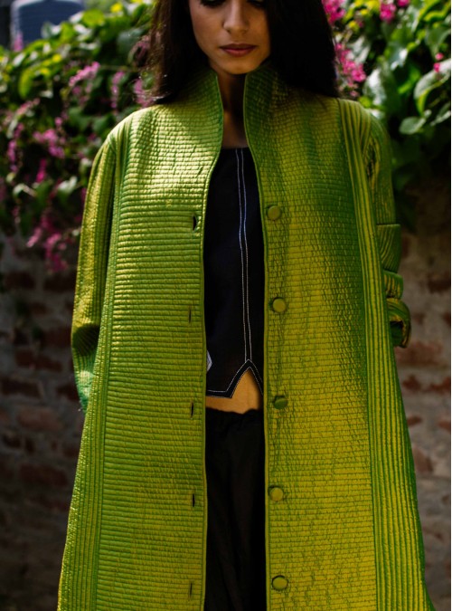 Long Silk Green Jacket