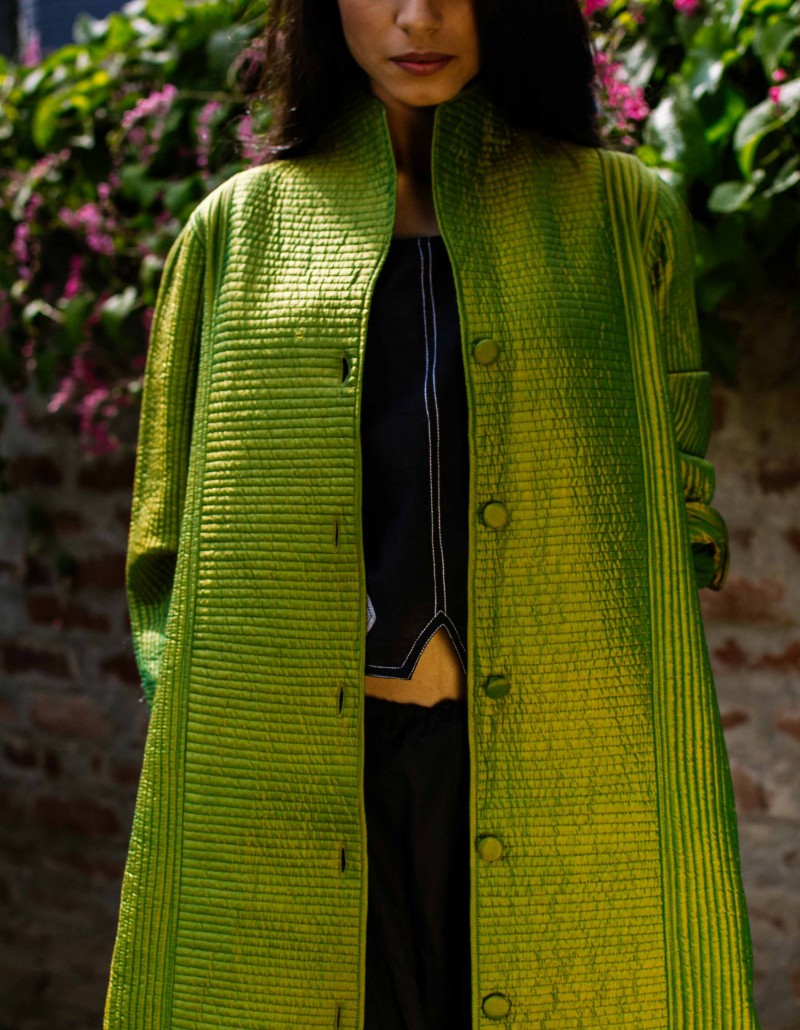 Long Silk Green Jacket Long Silk Green Jacket