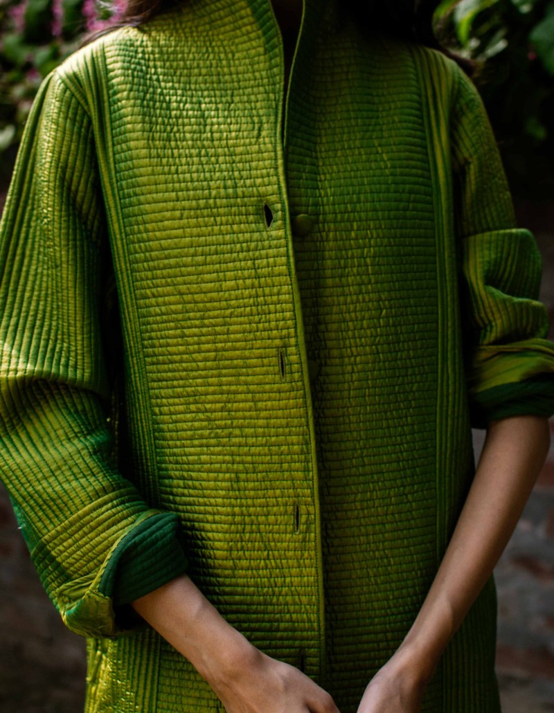 Long Silk Green Jacket Long Silk Green Jacket