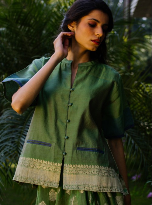 Banarasi Green Kurti/Top	