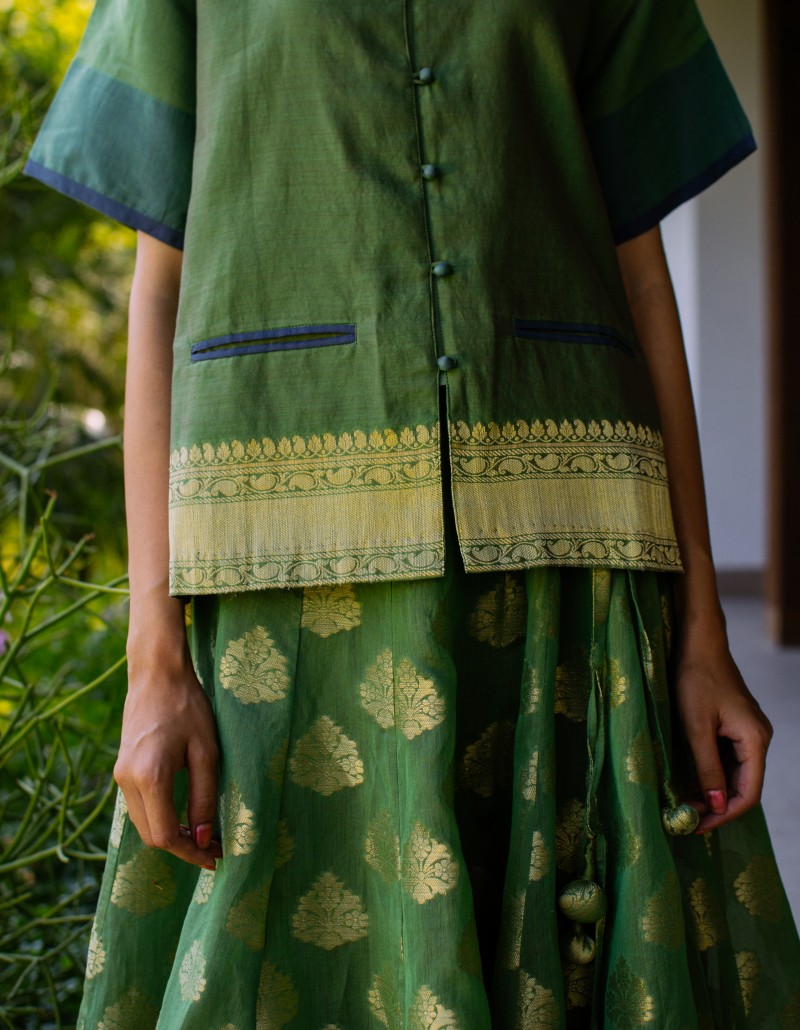 Banarasi Green Kurti/Top Banarasi Green Kurti/Top