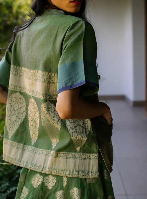 Banarasi Green Kurti/Top	