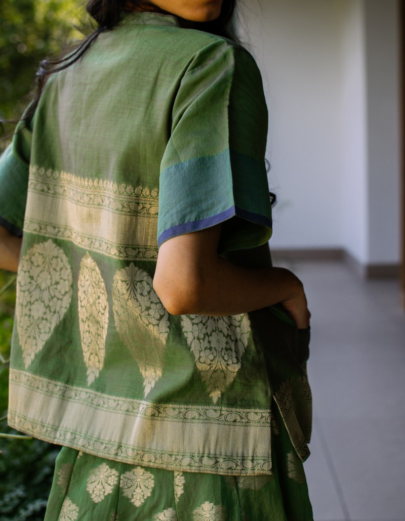 Banarasi Green Kurti/Top Banarasi Green Kurti/Top
