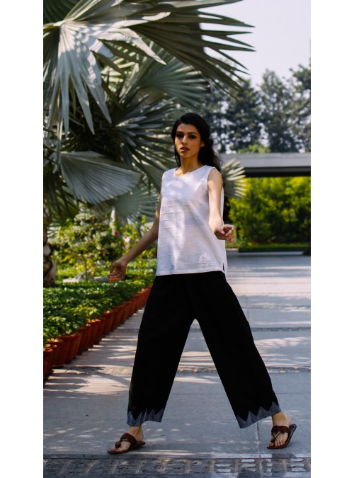 White on Black Pants