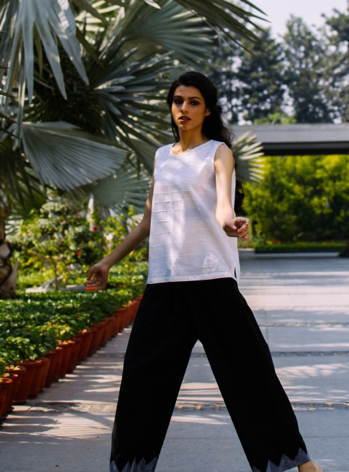White on Black Pants