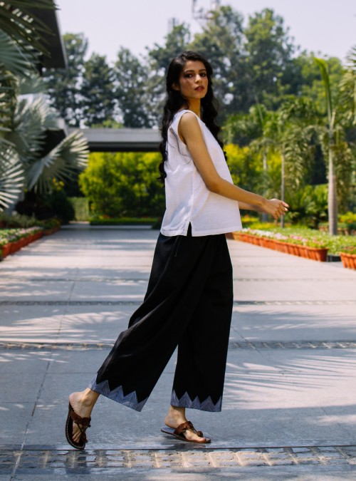 White on Black Pants