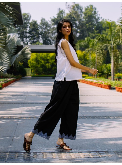 White on Black Pants