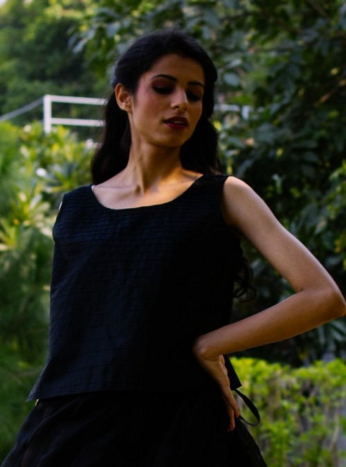 Black Silk Sleeveless Top