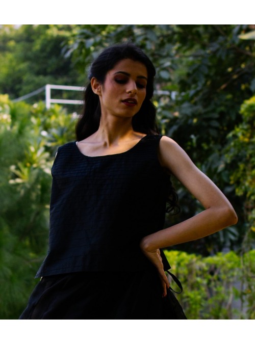 Black Silk Sleeveless Top