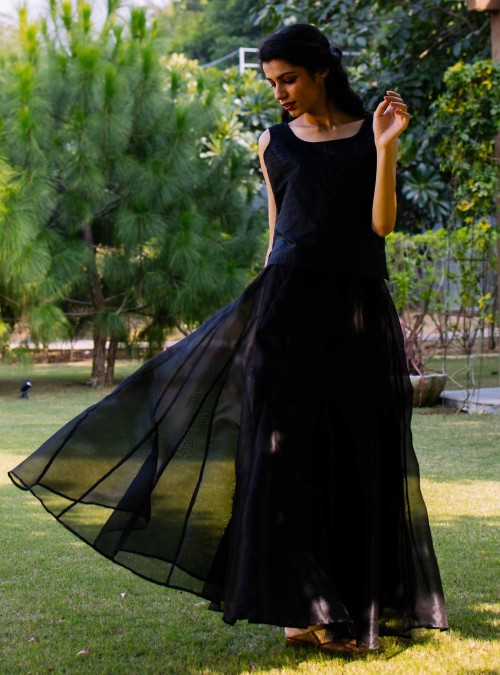 Black Silk Sleeveless Top