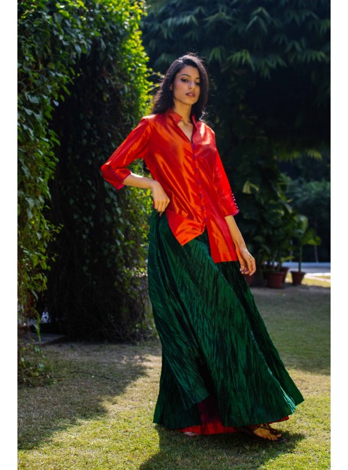 Orange Silk Top/Kurti