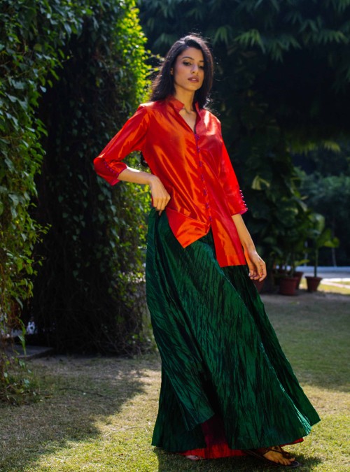 Orange Silk Top/Kurti