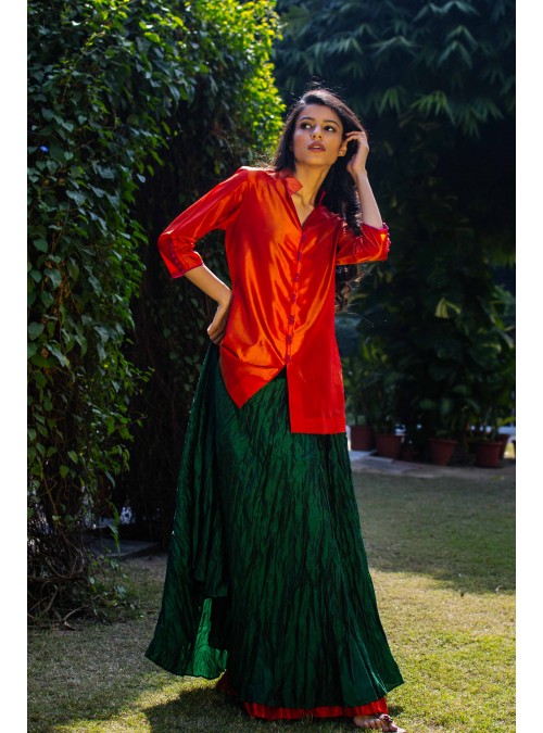 Orange Silk Top/Kurti