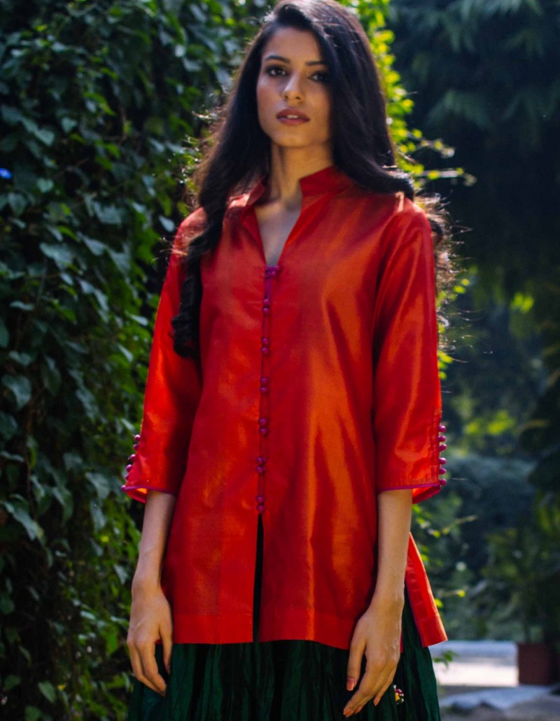 Orange Silk Top/Kurti Orange Silk Top/Kurti