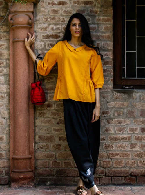 Yellow Short Top with Collar